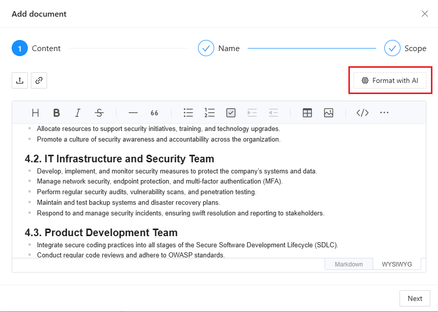 Format with AI during document import