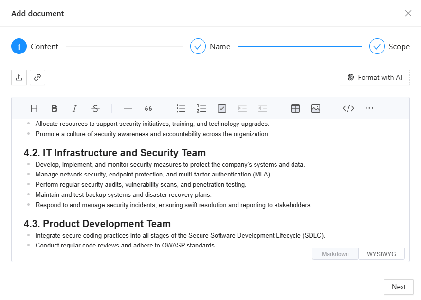 Add document - Step 1