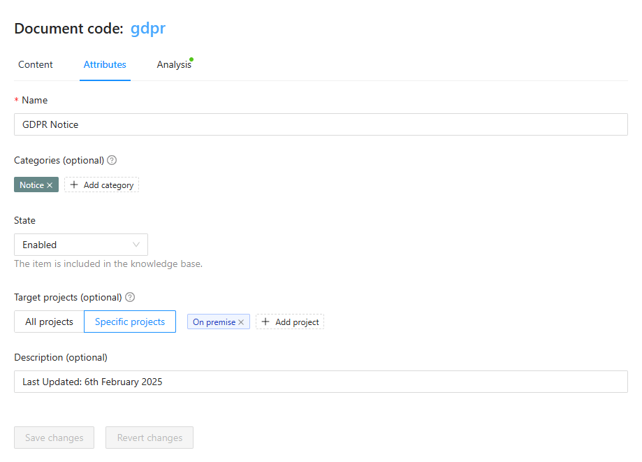 Edit document attributes