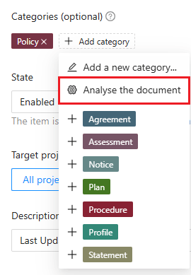 Find document categories