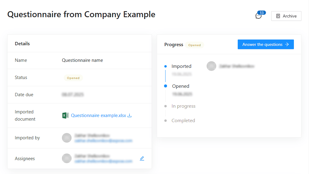 Imported questionnaire