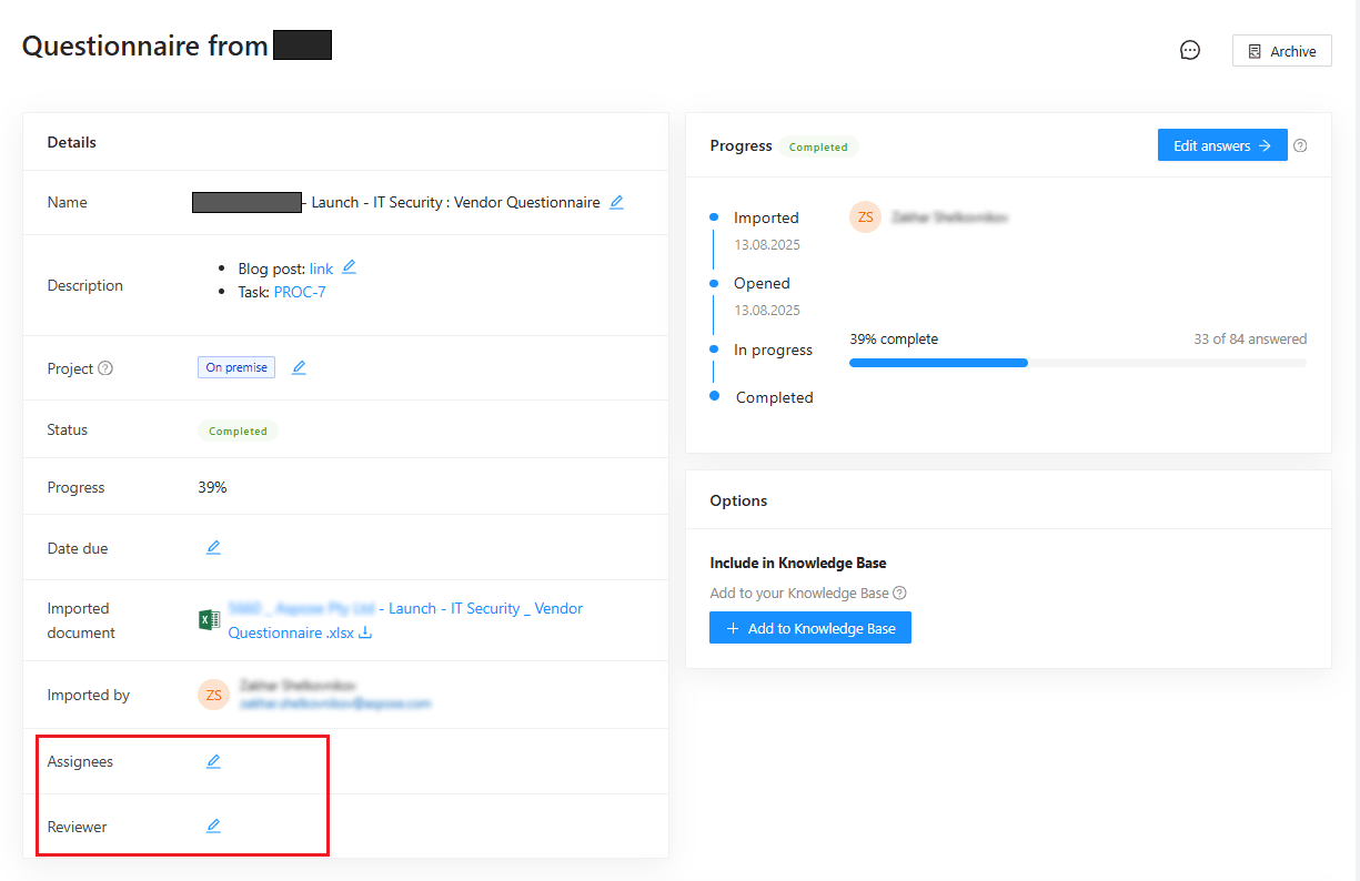 Assignees and reviewers